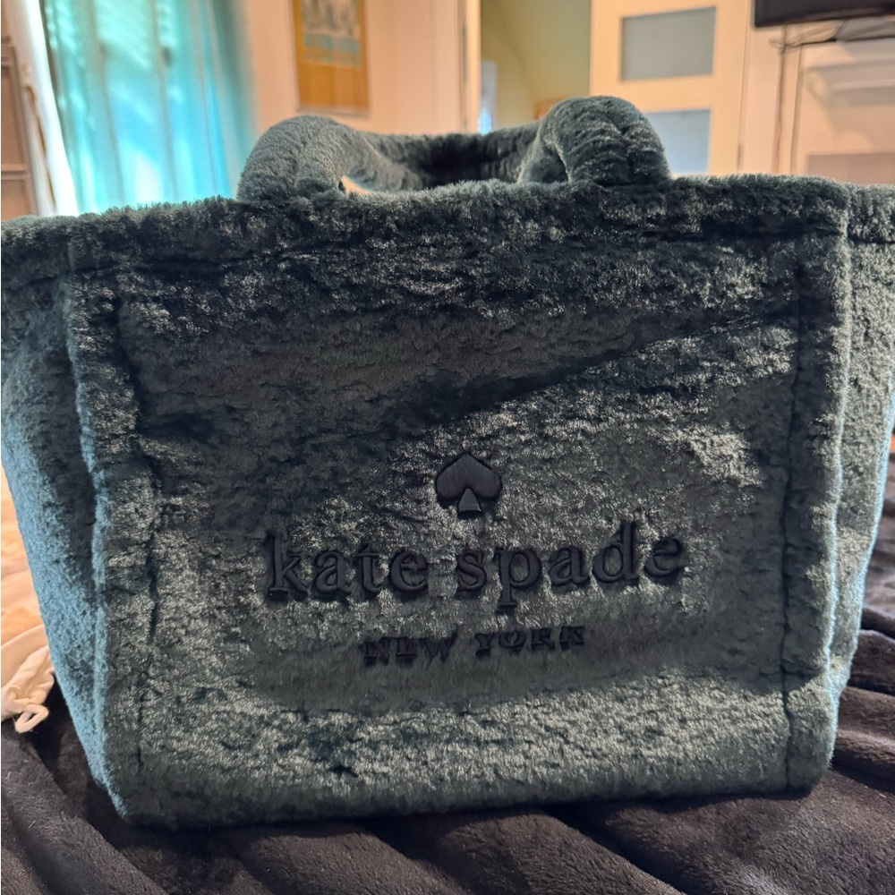 kate spade plush tote in dark teal
